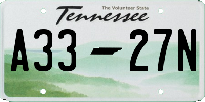 TN license plate A3327N