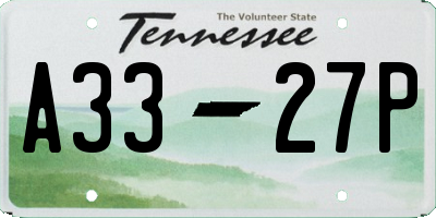 TN license plate A3327P
