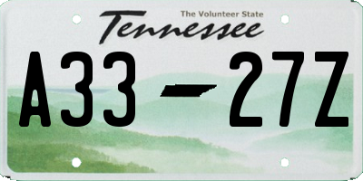 TN license plate A3327Z