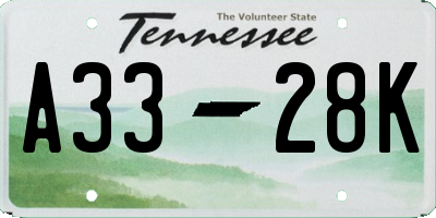 TN license plate A3328K
