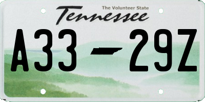 TN license plate A3329Z