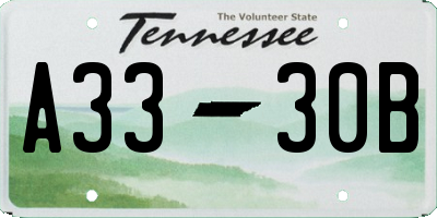 TN license plate A3330B