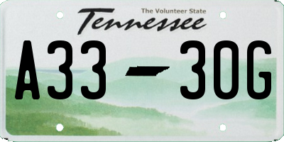 TN license plate A3330G