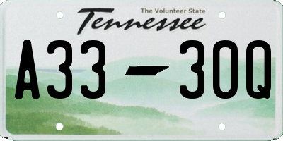TN license plate A3330Q