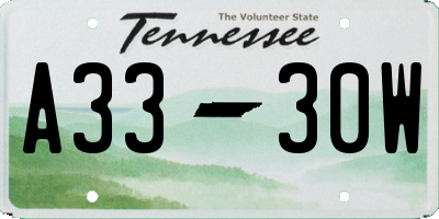 TN license plate A3330W