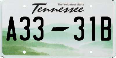 TN license plate A3331B