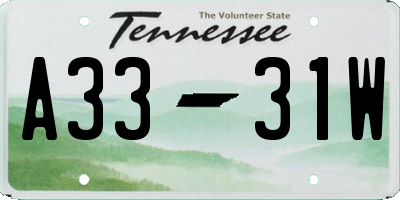 TN license plate A3331W