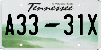TN license plate A3331X