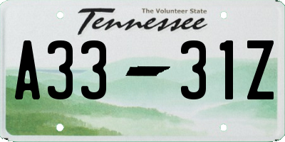 TN license plate A3331Z