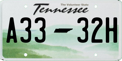 TN license plate A3332H