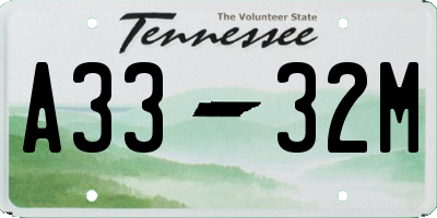 TN license plate A3332M