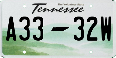 TN license plate A3332W