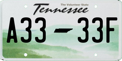 TN license plate A3333F