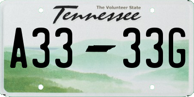 TN license plate A3333G