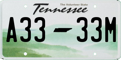 TN license plate A3333M
