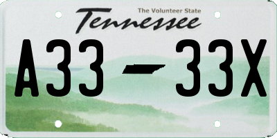 TN license plate A3333X