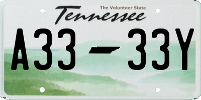 TN license plate A3333Y