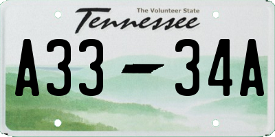 TN license plate A3334A