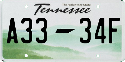 TN license plate A3334F