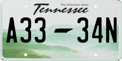 TN license plate A3334N