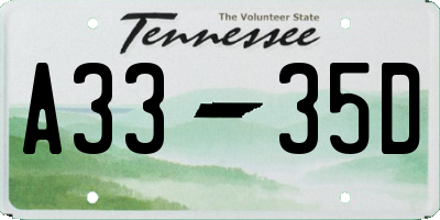 TN license plate A3335D