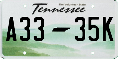 TN license plate A3335K