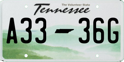 TN license plate A3336G
