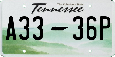 TN license plate A3336P