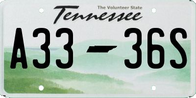 TN license plate A3336S