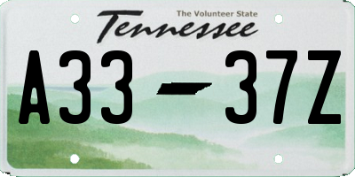 TN license plate A3337Z