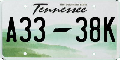 TN license plate A3338K
