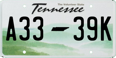 TN license plate A3339K