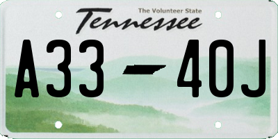TN license plate A3340J