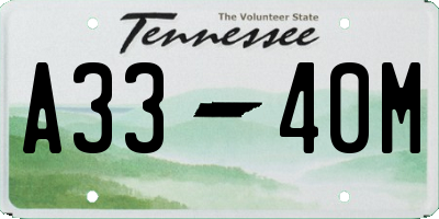 TN license plate A3340M