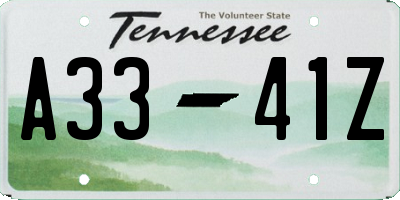 TN license plate A3341Z