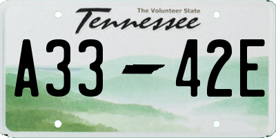 TN license plate A3342E