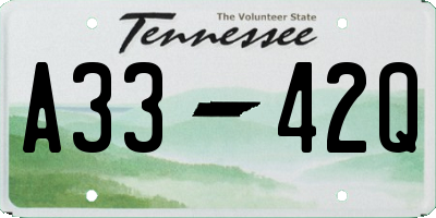 TN license plate A3342Q