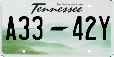 TN license plate A3342Y