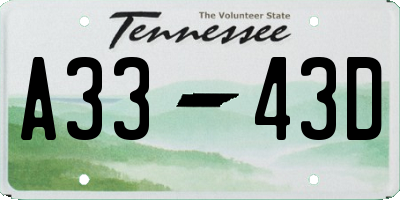 TN license plate A3343D