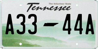 TN license plate A3344A