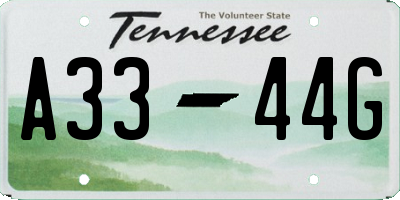 TN license plate A3344G