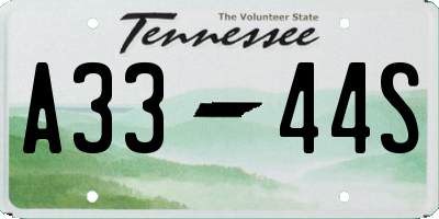 TN license plate A3344S