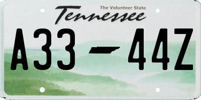 TN license plate A3344Z
