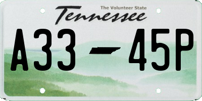 TN license plate A3345P