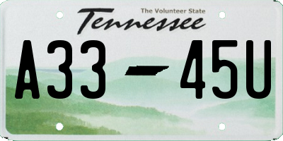 TN license plate A3345U