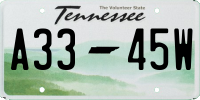 TN license plate A3345W