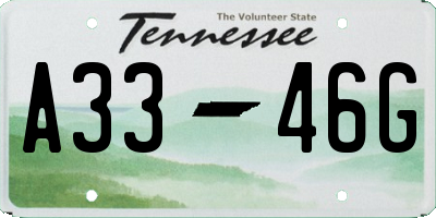 TN license plate A3346G