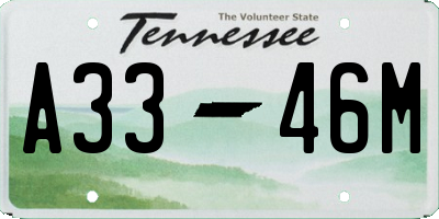 TN license plate A3346M