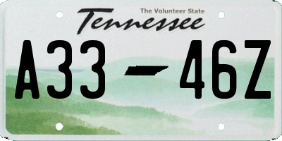 TN license plate A3346Z