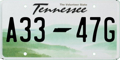 TN license plate A3347G
